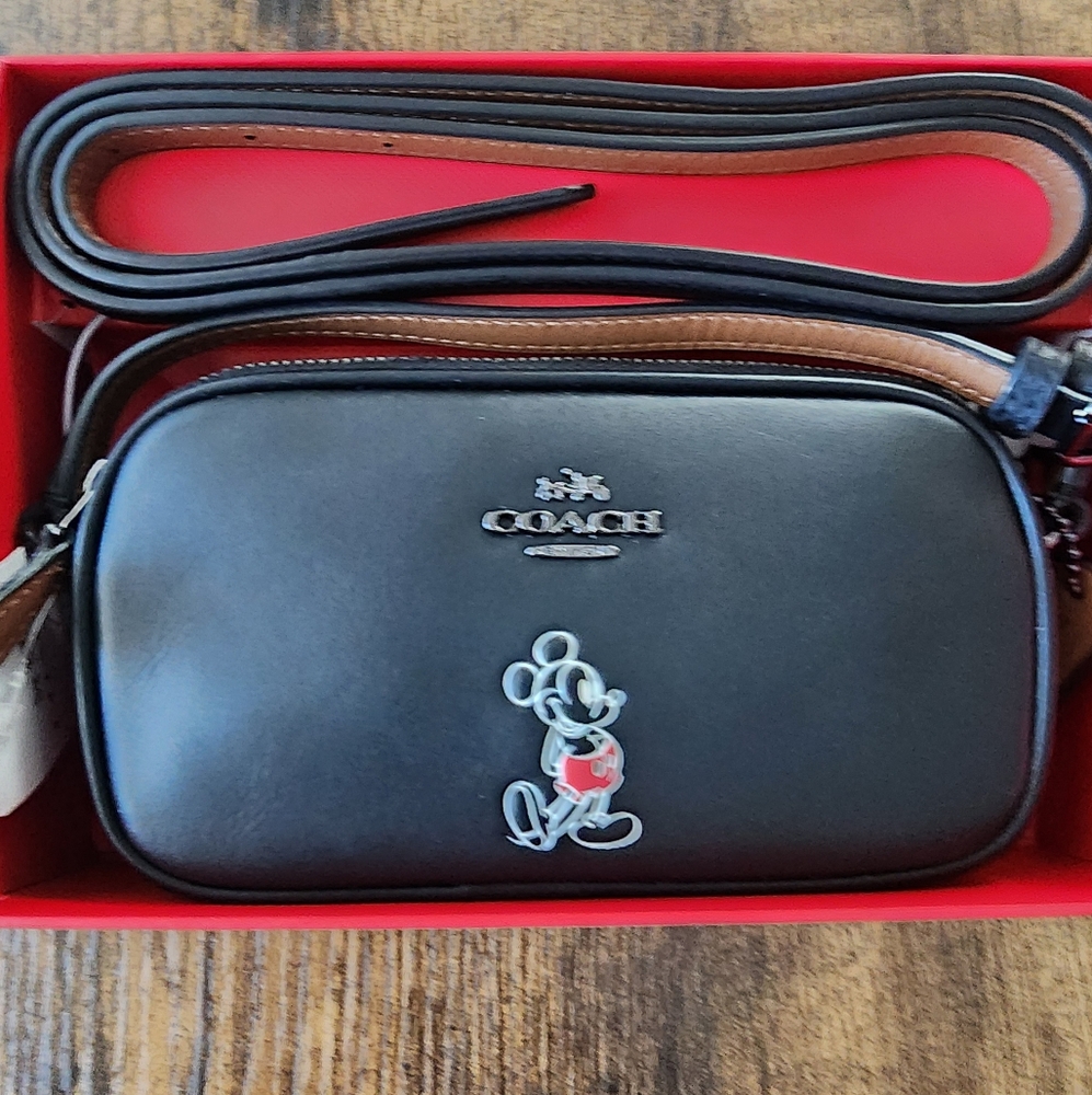 COACH X DISNEY MICKEY MOUSE CROSSBODY CLUTCH 56268B Black